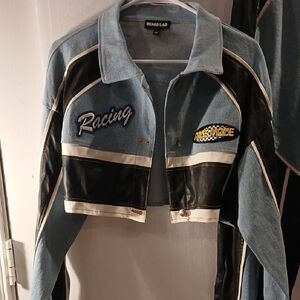 Set Remas Lab Blue and Black Racing Jean Jacket W  Pants